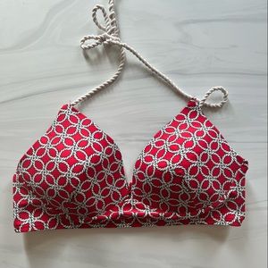 Michael Kors red, white & black nautical swim top that ties at the neck